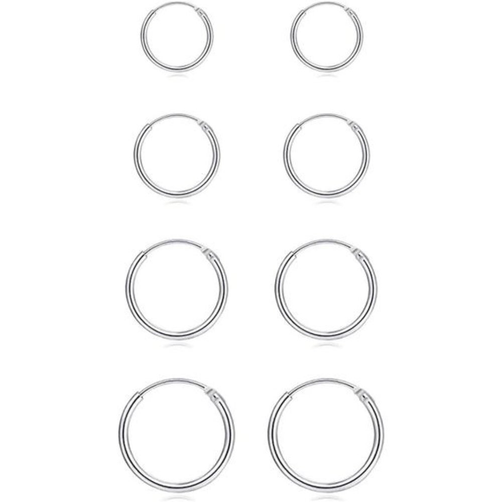 Silver Hoop Earrings- Cartilage Earring Small Hoop Earrings for Women Men Girls